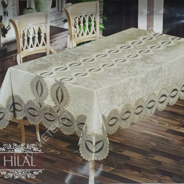 ВЕЛЮРОВАЯ СКАТЕРТЬ С ГИПЮРОМ В КОРОБКЕ ''HILAL'' 160X260 1/1